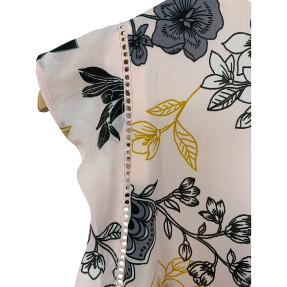 Floral Print Soft Pink Flutter Sleeve Shift Dress V-Neck Loft Womens XL NWT - Picture 6 of 9